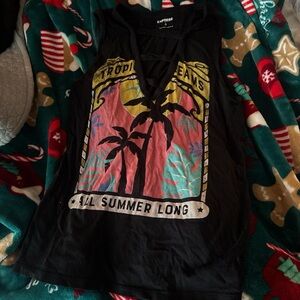 Express Black Tropical Graphic Muscle Tee